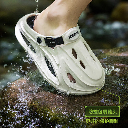 Sabrone Eva Beach Crocs- White Black Colour